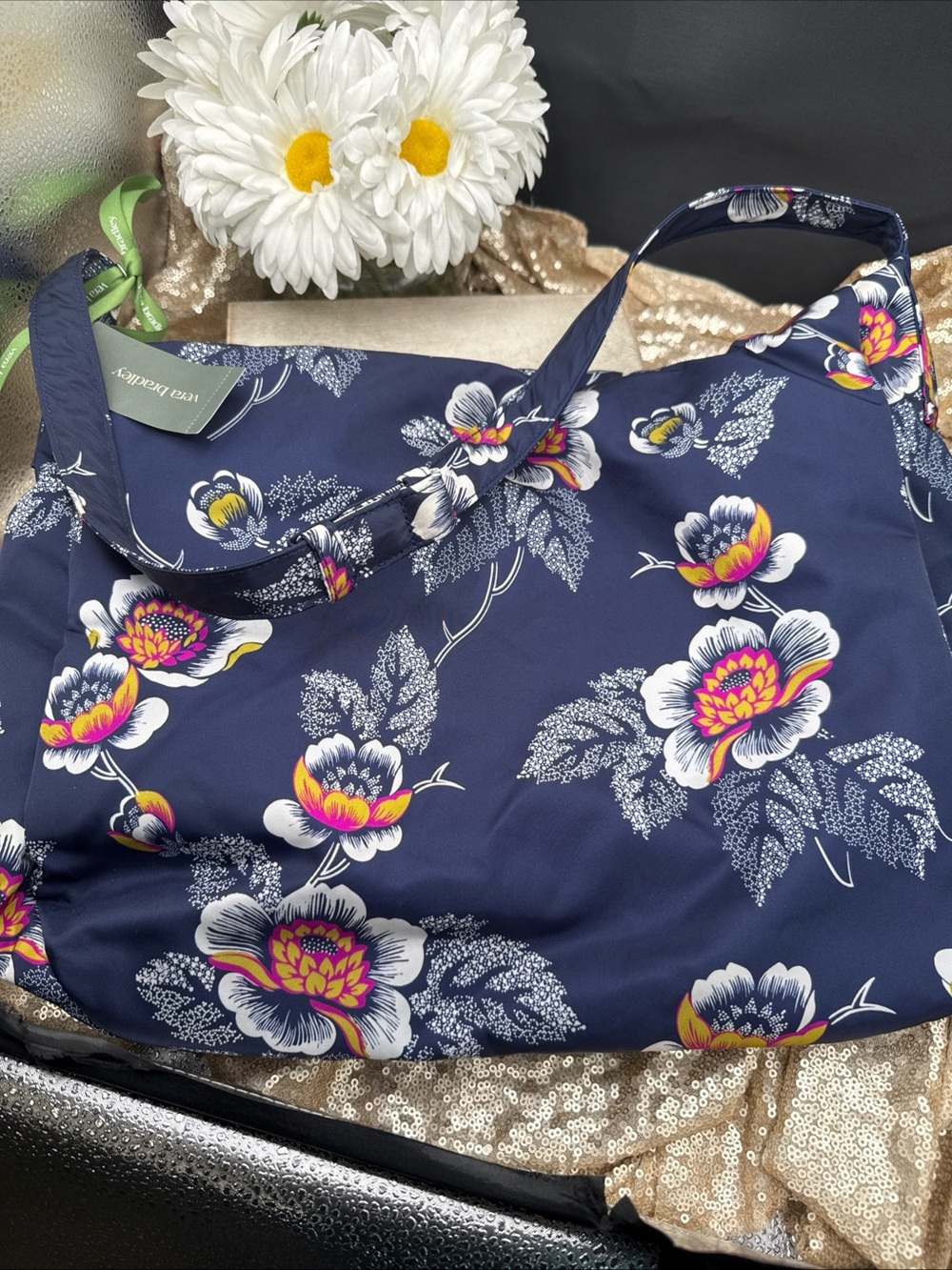 VERA BRADLEY  Hobson Hobo Seurat Floral Design Large Nylon